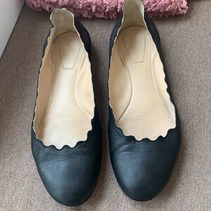 Black leather Chloe ballet flats